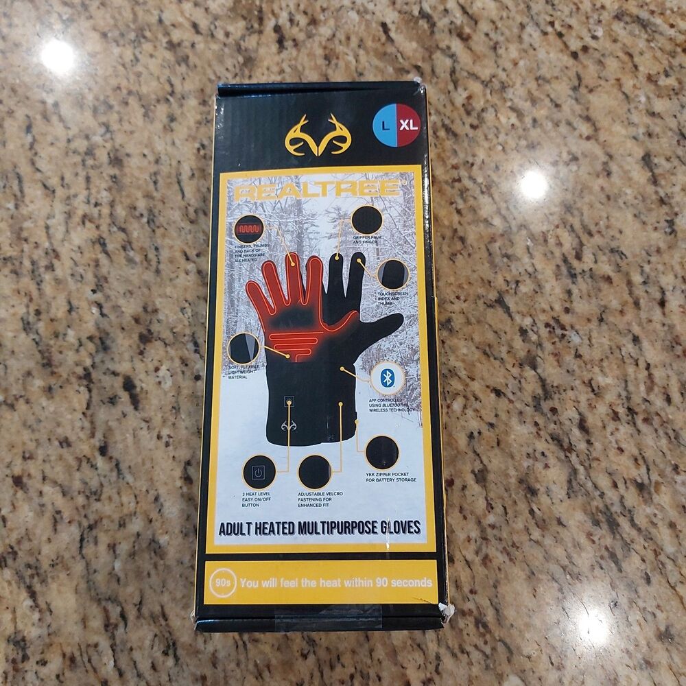 REALTREE Adult Multipurpose Heated Gloves W/ 2 Rechargeable Power Banks L/XL NEW